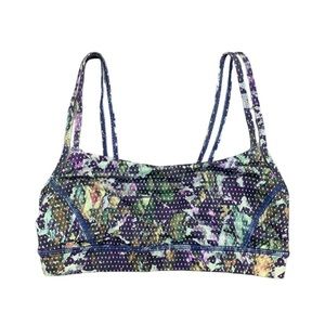 Lululemon Straight Up Bra Size 4 US Floral Sport White Multi Light Support